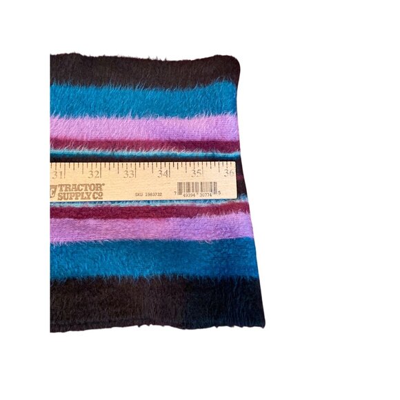 Womens Rectangle Scarf Striped Fringe Purple Blue Black 9in x 72 in - Picture 3 of 5